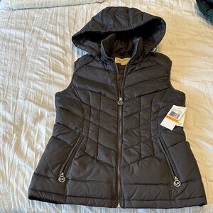 Michael Kors Gray Hooded Puffer Vest